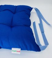 Lüx Pofidik Mavi Sandalye Minderi Özel Dikişli Bağcıklı Minder 35x35cm Kare Sandalye Minderi - 3