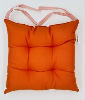 Lüx Pofidik Turuncu Sandalye Minderi Özel Dikişli Bağcıklı Minder 35x35cm Kare Sandalye Minderi - 3