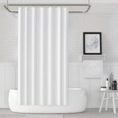 Beyaz Banyo Perdesi 180x200 Duş Perdesi Tek Kanat Banyo Perdeleri - Su Geçirmez Küvet Perde - 1