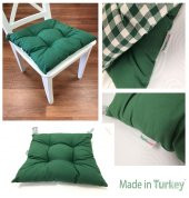 Yeşil Sandalye Minderi Lüx Pofidik Özel Dikişli Bağcıklı Minder 35x35cm Kare Sandalye Minderi - 3