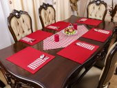 Yeniyıl Özel Kırmızı Amerikan Servis Supla Runner Seti 6 Kişilik Yılbaşı Kırmızı Ekose Sunum Takımı thumbnail 2
