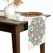 Dijital Baskılı Etnik Desen Renkli Baskılı Masa ve Sunum Runner 40x145 Tropikhome - 1