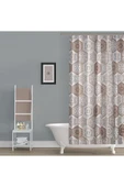 Su Geçirmez Banyo Perdesi Kahve Dantel Desen Duş Perde Yüksek Kalite Küvet Perdesi 180x200cm - 3