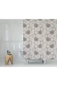 Su Geçirmez Banyo Perdesi Kahve Dantel Desen Duş Perde Yüksek Kalite Küvet Perdesi 180x200cm - 1