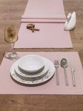 Pamuklu Amerikan Servis Pudra Pembe Renkli Masa Sunum Runner 40x170 - 2