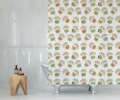 Kuş Desen Banyo Perdesi Su Geçirmez Duş Perdesi 180x200 Küvet Perdesi 12 C-Halkalı Duş Perde - 1