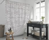 Kahverengi Duş Perde Küflenmez Banyo Perdesi Yüksek Kalite Kumaş Küvet Perdesi 180x200cm Banyo Perde - 1