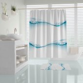 Su Damlası Baloncuk Desenli Dijital Baskılı Solma Yapmaz Su Geçirmez Polyester Kumaş Banyo Perdesi - 1