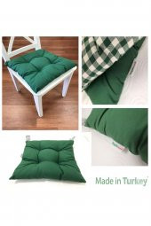 Amerikan Servis Ekose Yeşil 6lı Supla ve Runner Set ile 6 Adet Pamuklu Yeşil Kare Sandalye Minder - 2