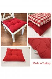 Amerikan Servis Kırmızı  6lı Supla ve Runner Set ve 6 Adet Pamuklu Kırmızı Kare Sandalye Minder - 2