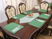 Amerikan Servis Pamuklu Supla Ve Runner Seti 6 Kişilik Yılbaşı Temalı Yeşil Ekose Sunum Takımı thumbnail 1