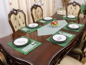 Amerikan Servis Pamuklu Supla Ve Runner Seti 6 Kişilik Yılbaşı Temalı Yeşil Ekose Sunum Takımı thumbnail 2