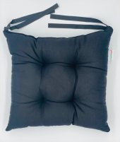 Siyah Sandalye Minderi, Pamuklu Kumaş Pofidik Kare Dekoratif Sandalye Sırt Minderi 40x40 cm - 3