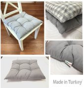 Gri Renk Sandalye Minderi, Pamuklu Kumaş Pofidik Kare Dekoratif Sandalye Minderi 40x40 cm - 2