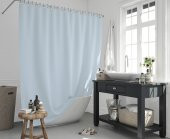 Mavi Banyo Perdesi Yerli Üretim 180x200 cm Duş Perdesi 12 Plastik C-Halka Hediyeli Banyo Perdeleri - 2