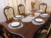 Amerikan Servis 12 Kişilik Supla ve Runner Set Bej Renk 13 Parça Set Masa ve Sunum Takımı Tropikhome - 3