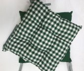 Ekose Yeşil Renk Pamuklu Kumaş Pofidik Kare Dekoratif Sandalye Minderi 35x35 cm - 3