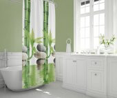 Banyo Perdesi Bamboo Desen Yerli Üretim Duş Perdesi Plastik C-Halka Hediye 180x200cm Banyo Perdeleri - 2