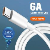 ScHitec Xiaomi Poco X3 Pro 6A 100W Type-C to Type-C 3Metre Süper Hızlı Data ve Şarj Kablosu - 3