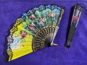 Çiçek Desenli Dantelli Plastik Yelpaze - 4
