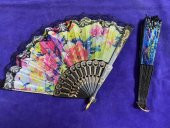 Çiçek Desenli Dantelli Plastik Yelpaze - 6