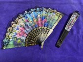 Çiçek Desenli Dantelli Plastik Yelpaze - 7