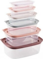 Tantitoni 6lı Pembe-Gri Çok Renkli Plastik Saklama Kabı Seti - 2