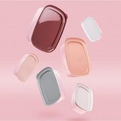 Tantitoni 6lı Pembe-Gri Çok Renkli Plastik Saklama Kabı Seti - 3