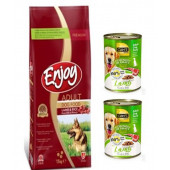 Enjoy Kuzu Etli Yetişkin Köpek Maması 15 kg 1 ADET + 2 Adet Konserve Hediyeli - 1