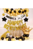 Parti Happy Birthday Gold Folyo Zincir Balon Doğum Günü Seti - 1