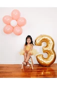 Age 3 Gold Foil Balloon Set Parti 3yaş Gold Folyo Balon Set - 1