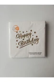 Beyaz Üzerine Gold Yaldız Baskılı Happy Birthday Peçete - 1