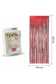 Metalize Arka Fon Kapı Perdesi Kırmızı - 1