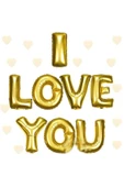 I Love You Folyo Balon Altın Renk 35 Cm - 1