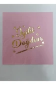 Parti Iyi Ki Doğdun Pembe-gold Varak Yaldızlı Peçete 16 Adet - 1