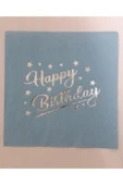 Parti Happy Birthday Mavi-gümüş Varak Yaldızlı Peçete 16 Adet - 1