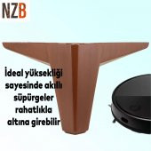 Lüks Mobilya Kanepe Sehpa TV Ünitesi Koltuk Ayağı 14 cm Ahşap Desenli Kahverengi Baza Ayak thumbnail 3