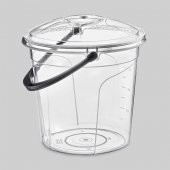 Poly Time 15 Litre Kapaklı Ölçekli Şeffaf Su Kovası - ABS Plastik - Saplı - 2