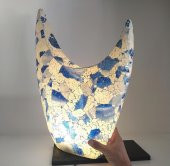 Masa Lambası Yarım Ay Cam Mozaik Sanatsal El İşciliğidir Heykel 60 cm - 3