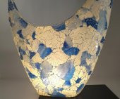 Masa Lambası Yarım Ay Cam Mozaik Sanatsal El İşciliğidir Heykel 60 cm - 6