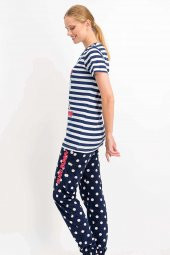 Kadın Bugs Bunny Lisanslı Lacivert Pijama Takımı - 3