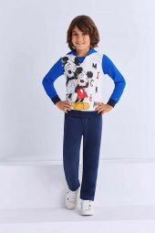 & Minnie Mouse Lisanslı Erkek Çocuk Kapüşonlu Eşofman Takımı Krem - D4025-C - 1