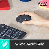 Logitech Sessiz Kablosuz Türkçe Klavye Mouse Seti - Siyah thumbnail 4