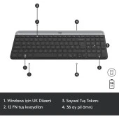 Logitech Kablosuz İnce Türkçe Klavye Mouse Seti - Siyah thumbnail 6