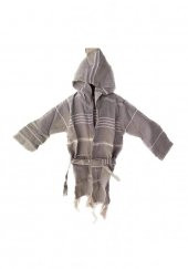 Kapüşonlu Çocuk Peştamal Bornoz 1-5 Yaş Gri - 1