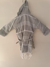 Kapüşonlu Çocuk Peştamal Bornoz 1-5 Yaş Gri - 5