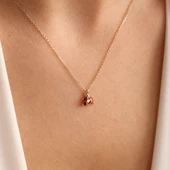 14 Ayar Altın Uğur Böcek Kolye Minimal thumbnail 4