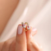 14 Ayar Altın Yılan Küpe Yakutum Mini - 1