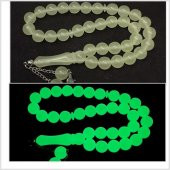Karanlıkta Fosforlu Renge Dönüşen 10-10mm Püsküllü Küre Model Kedi Gözü Tesbih - 1