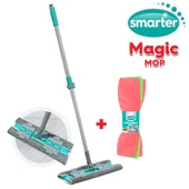 SMARTER MAGIC MOP + MİKROFİBER 3 LÜ TEMİZLİK BEZİ PASPAS MANDALLI YER YÜZEY TEMİZLİK HAVLUSU BEZİ UYUMLU - 1